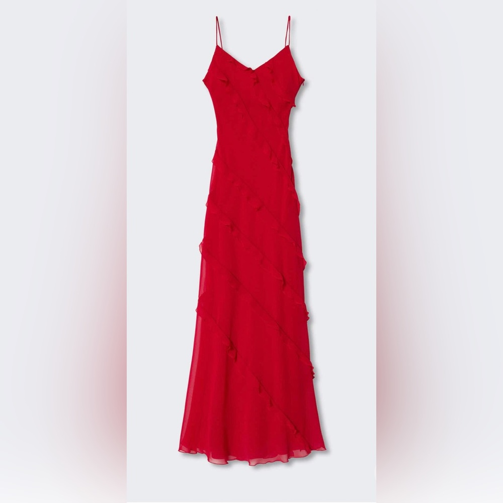 Red Chiffon Ruffle Dress from Mango!